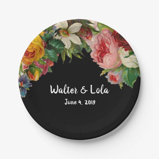 Floral Noir Pappteller (Vorderseite)