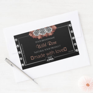 Floral Noir Rouge Argent Étiquette Bijoux Logo