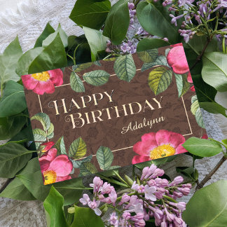 Floral Nom personnalisé Photo Carte cadeau d'anniv