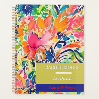 Floral Nom personnalisé Planificateur pour le trav