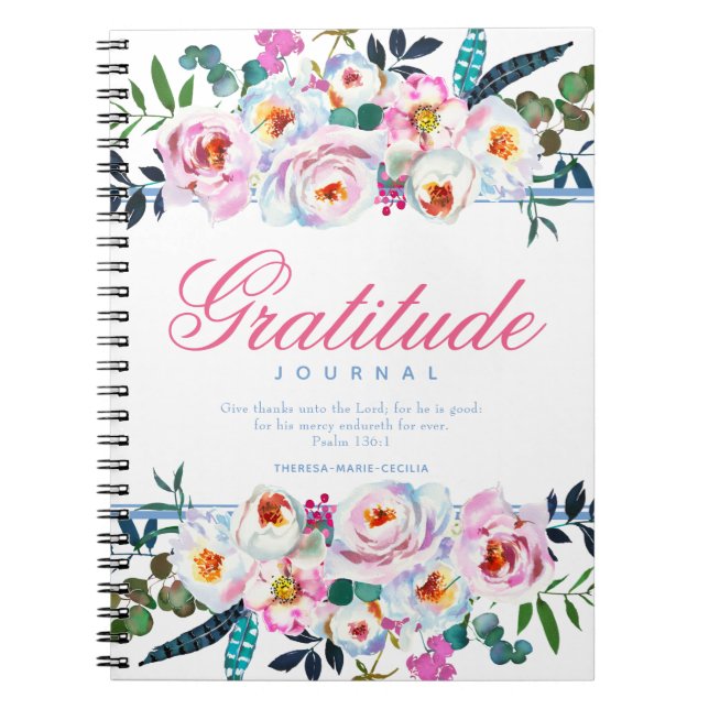 Floral Nommé Pink Gratitude Journal (Devant)
