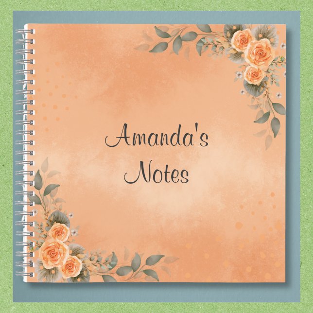 Floral Notebook in Shades of Peach and Sage Notizbuch (Floral notebook; multiple sizes and your choice of interior page layout.)