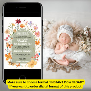 Floral Nouveau-né bébé Faire-part de naissance mus