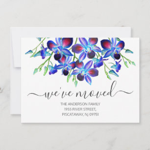 Floral Nouvelle adresse Orchidée bleue Faire-part 