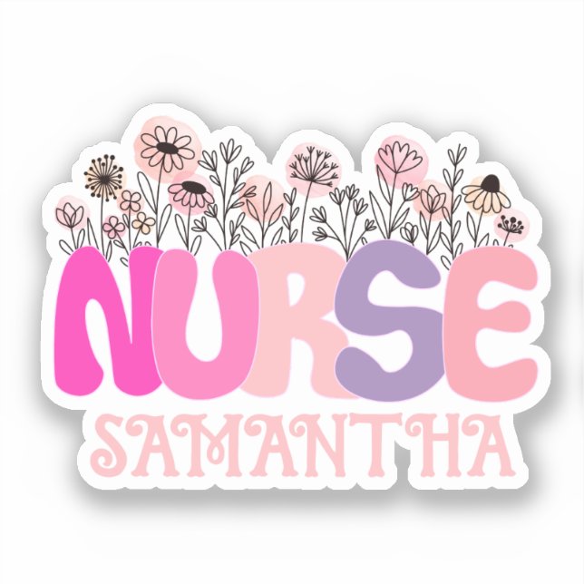 Floral Nurse Aufkleber (Vorderseite)