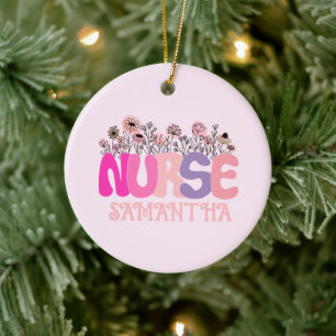 Floral Nurse Keramik Ornament