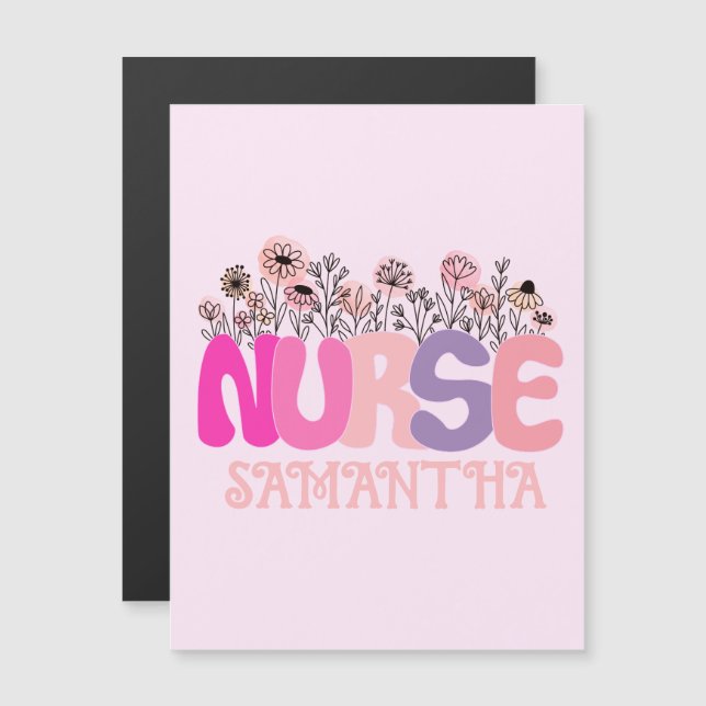 Floral Nurse Magnetkarte (Vorne/Hinten)