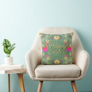 Floral Oaster Bunnies mit Text Kissen