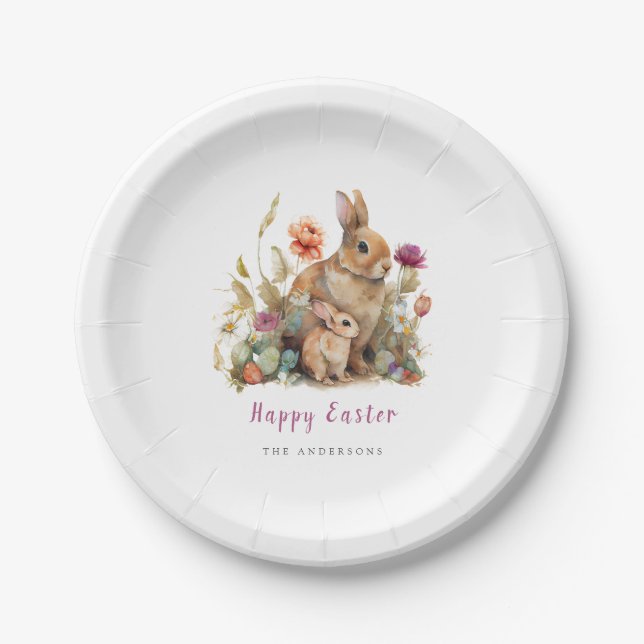 Floral Oaster Bunnies Pappteller (Vorderseite)