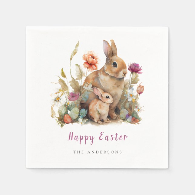Floral Oaster Bunnies Serviette (Vorderseite)