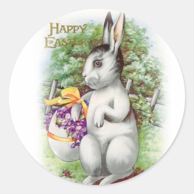 Floral Oaster Bunny Runder Aufkleber (Vorderseite)