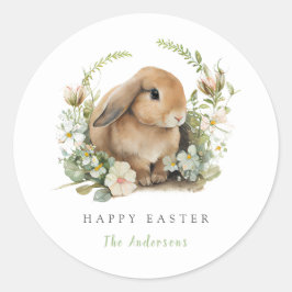 Floral Oaster Bunny Runder Aufkleber