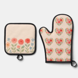 floral ofenhandschuh & Topflappen-Set
