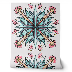 Floral Off White Moderne Abstrakte Blume Kunst Tapete