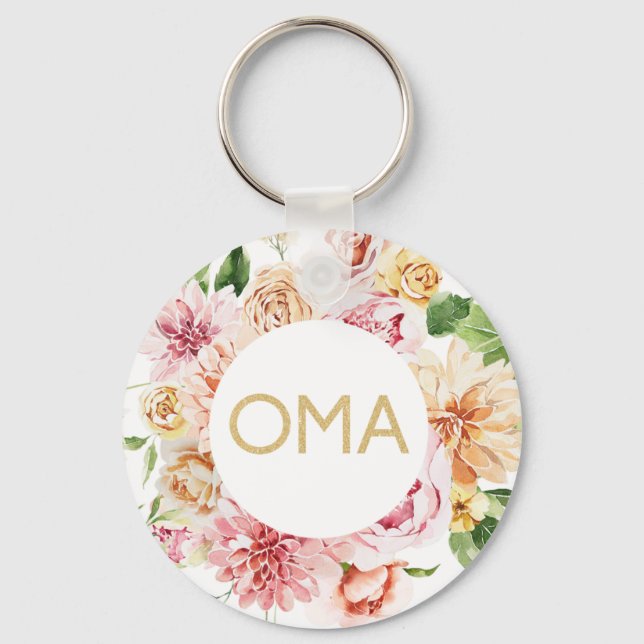 Floral Oma Gift Schlüsselanhänger (Vorderseite)