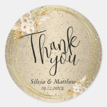 Floral On Gold Glitzer - Vielen Dank