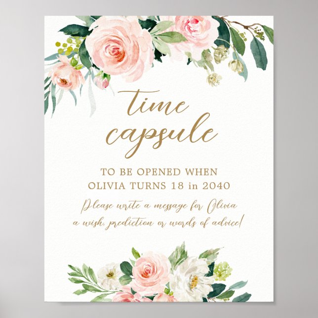 Floral onderly Birthday Time Kapselunterschrift Poster (Vorne)