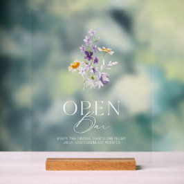 Floral Open Bar Acrylic Sign Acrylschild