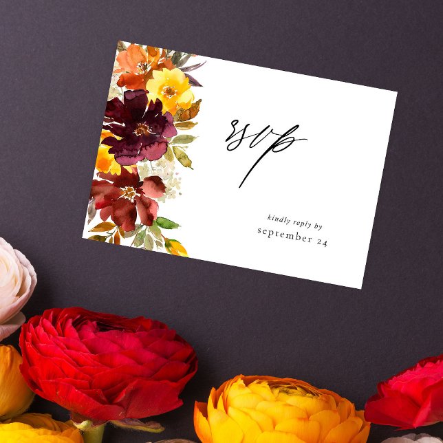 Floral or orange et jaune avec carte RSVP-2 W (Créateur téléchargé)