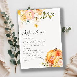 Floral Orange Autumn Pumpkin Baby Showdusche laden Dankeskarte