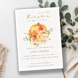 Floral Orange Autumn Pumpkin Baby Showdusche laden Dankeskarte