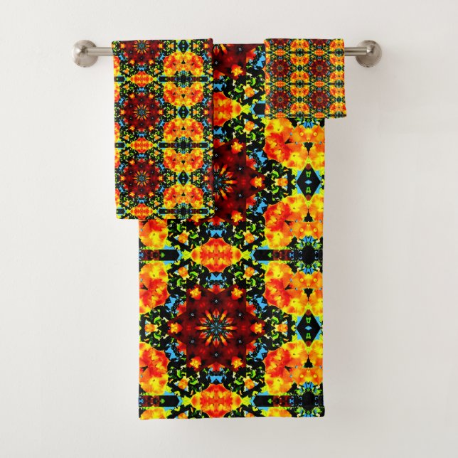 Floral Orange Badhandtuch Set (Insitu)