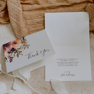 Floral Orange Bourgogne   Carte de remerciements b