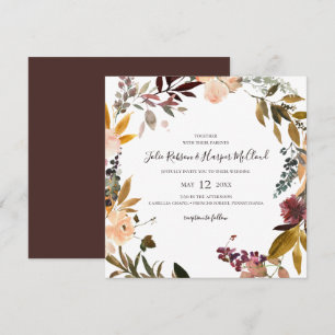 Floral Orange Bourgogne   FAIRE-PART DE MARIAGE CA
