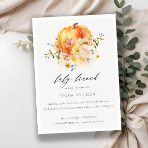 Floral Orange Citrouille Baby Brunch Invitation do