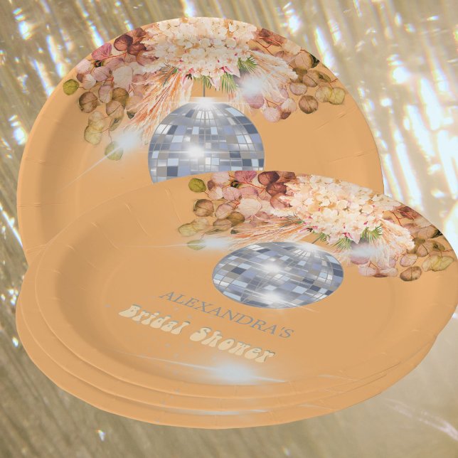 Floral Orange Disco Ball Brautparty Pappteller (Von Creator hochgeladen)