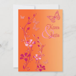 Floral orange et rose avec Invitation de papillons