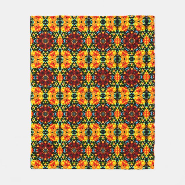 Floral Orange Fleecedecke (Vorderseite)