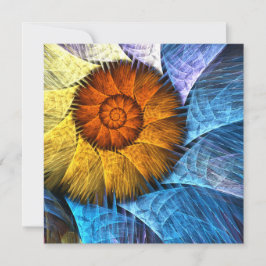 Floral Orange Jaune Bleu Abstrait Invitation Art