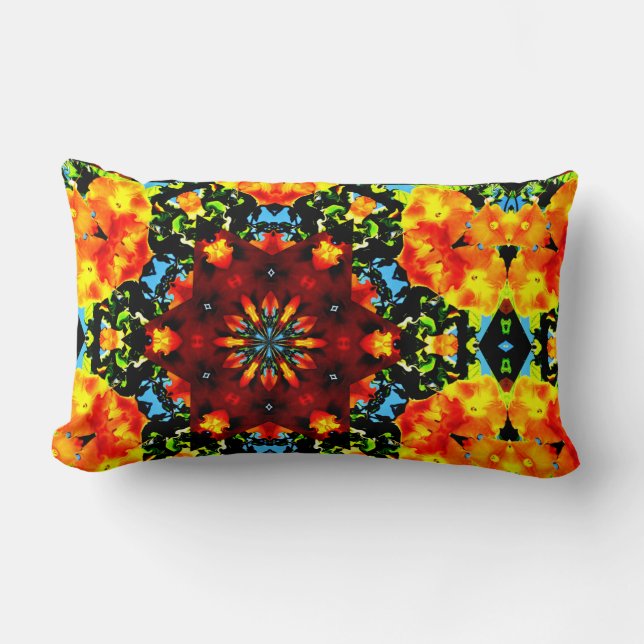 Floral Orange Lendenkissen (Vorderseite)