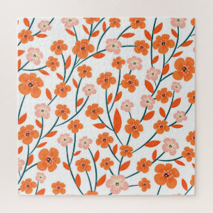 Floral Orange Pastell weiß Nahtlos