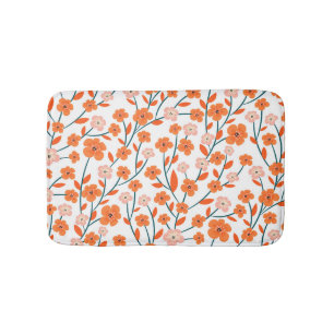 Floral Orange Pastell weiß Nahtlos Badematte
