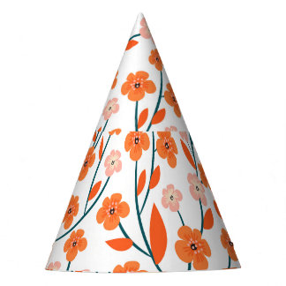 Floral Orange Pastell weiß Nahtlos Partyhütchen