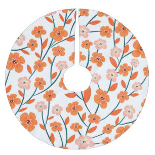 Floral Orange Pastell weiß Nahtlos Polyester Weihnachtsbaumdecke