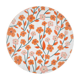 Floral Orange Pastell weiß Nahtlos Schneidebrett