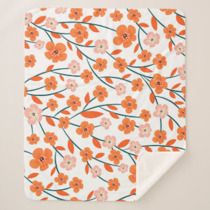 Floral Orange Pastell weiß Nahtlos Sherpadecke