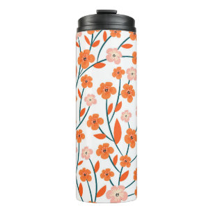 Floral Orange Pastell weiß Nahtlos Thermosbecher
