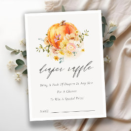 Floral Orange Pumpkin Diaper Raffle Baby Dusche Begleitkarte