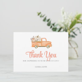 Floral Orange Pumpkin Truck Dankeskarte