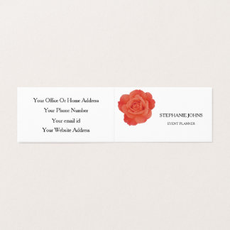 Floral Orange Rose Wedding White Event Planner Visitenkarten