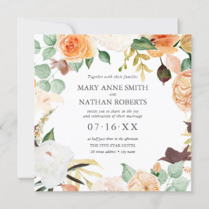 Floral Orange Spätsommer ALL IN ONE Wedding Einladung
