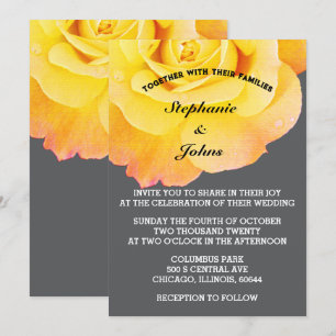 Floral Orange Yellow Gray Cool Boho Wedding Einladung