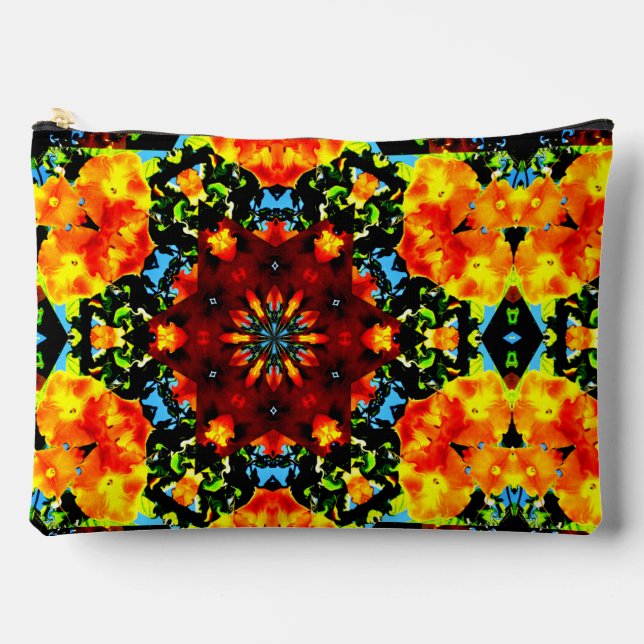 Floral Orange Zubehörtasche (Vorderseite)