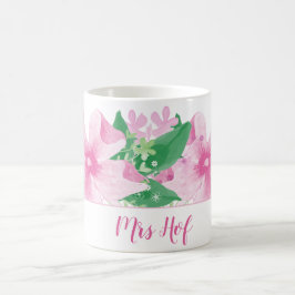 Floral Orchid Pink Monogram Kaffeetasse