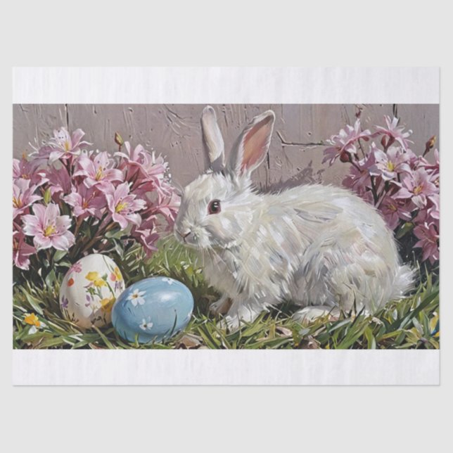 Floral Oster Bow Bunny Rabbit und Eier Seidenpapier (Vorderseite)