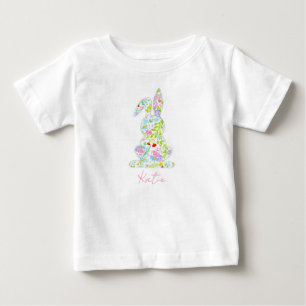 Floral Osterfest Bunny NAME Frühling Bunter Spaß Baby T-shirt